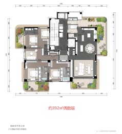 明湖之心·半岛4室2厅1厨6卫建面392.0㎡