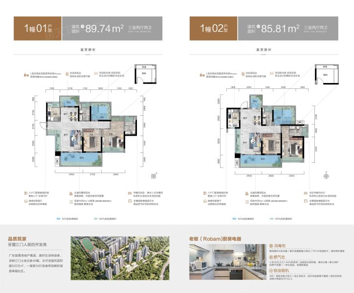 江门骏景湾·文悦府3室2厅2卫1厨89.00㎡户型图-江门房天下