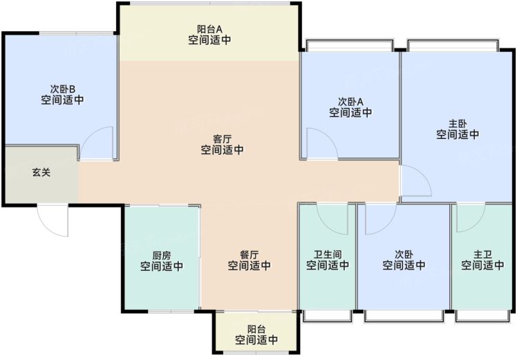 海南中海南海叁號院4室2厅2卫1厨168.00㎡户型图-海南房天下