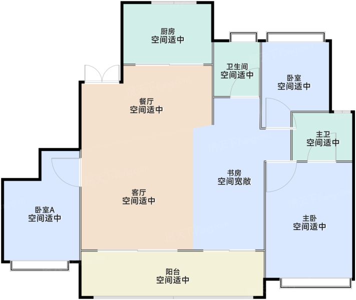 合肥琥珀荃湖3室2厅2卫145.00㎡户型图-合肥房天下