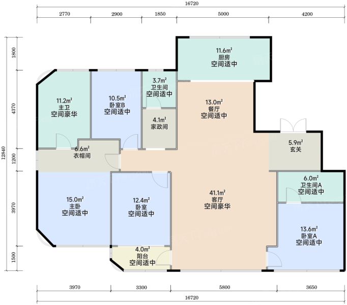 宁波慈溪凤起潮鸣4室2厅3卫1厨201.00㎡户型图-宁波房天下