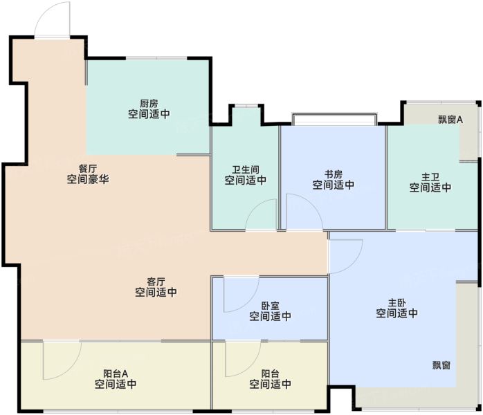 上海大华·望樾3室2厅2卫1厨110.00㎡户型图-上海房天下