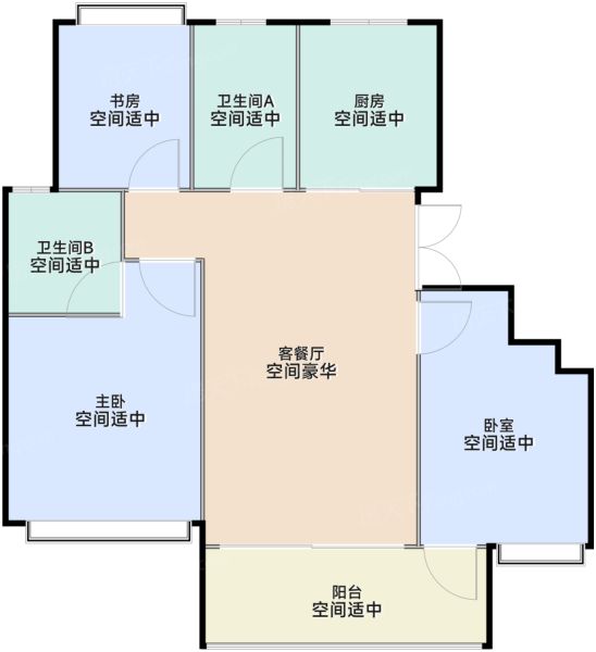 上海浦开云璟3室2厅1卫97.00㎡户型图-上海房天下