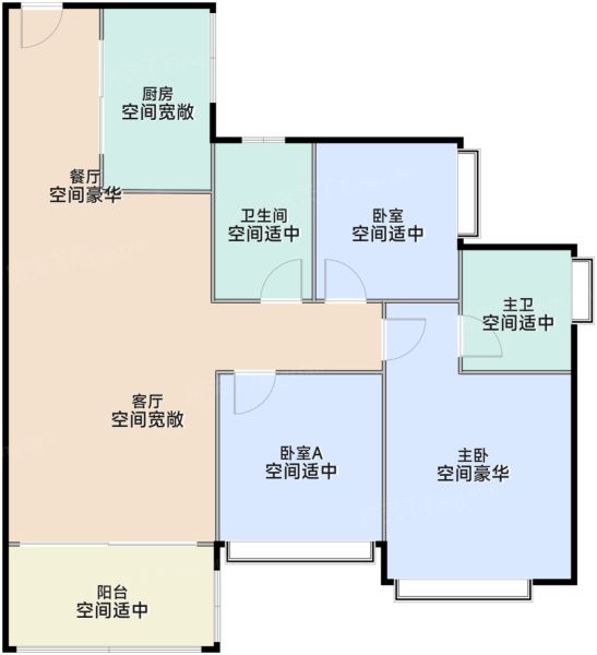 广州信达珺悦蓝庭3室2厅2卫86.00㎡户型图-广州房天下