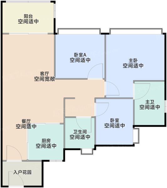 广州万科黄埔新城3室2厅2卫87.00㎡户型图-广州房天下