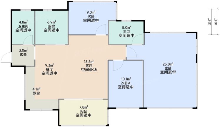 广州保利燕语堂悦3室2厅2卫94.00㎡户型图-广州房天下