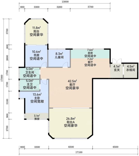 南宁恒力书香锦宸4室2厅3卫1厨131.00㎡户型图-南宁房天下