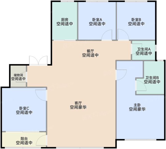 武汉建发璞玥4室2厅2卫153.00㎡户型图-武汉房天下