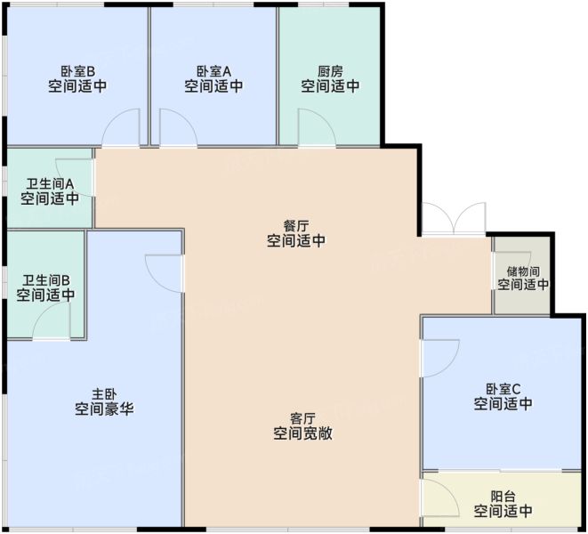 武汉建发璞玥4室2厅2卫153.00㎡户型图-武汉房天下