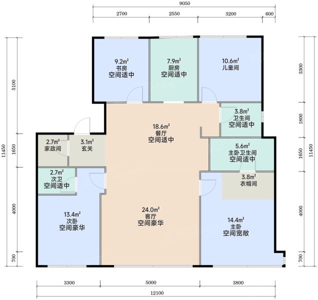 石家庄保利·长安琅悦4室2厅3卫1厨139.00㎡户型图-石家庄房天下