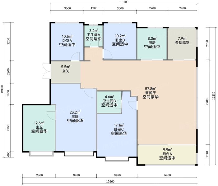 宁波建发朗云5室2厅3卫199.00㎡户型图-宁波房天下