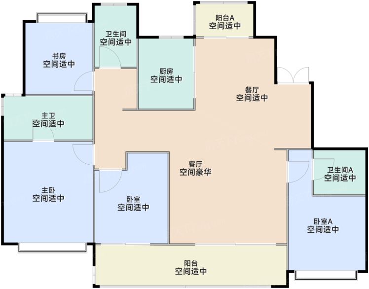 苏州中建太泽之星丨御湖4室2厅3卫180.00㎡户型图-苏州房天下