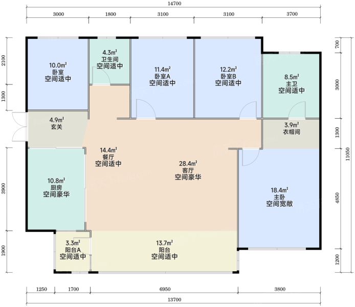 成都招商时代公园 天樾境4室2厅2卫162.00㎡户型图-成都房天下