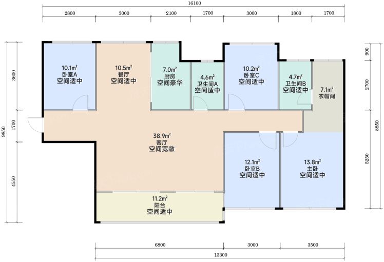 南宁轨道云著4室2厅2卫130.00㎡户型图-南宁房天下