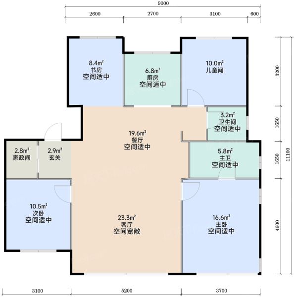 石家庄保利桥西琅悦4室2厅2卫1厨129.00㎡户型图-石家庄房天下